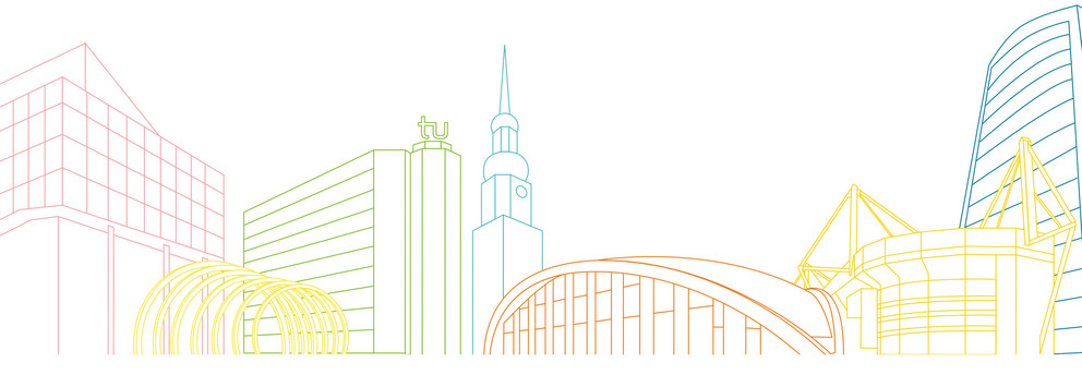 Zeichnung der Skyline von Dortmund.